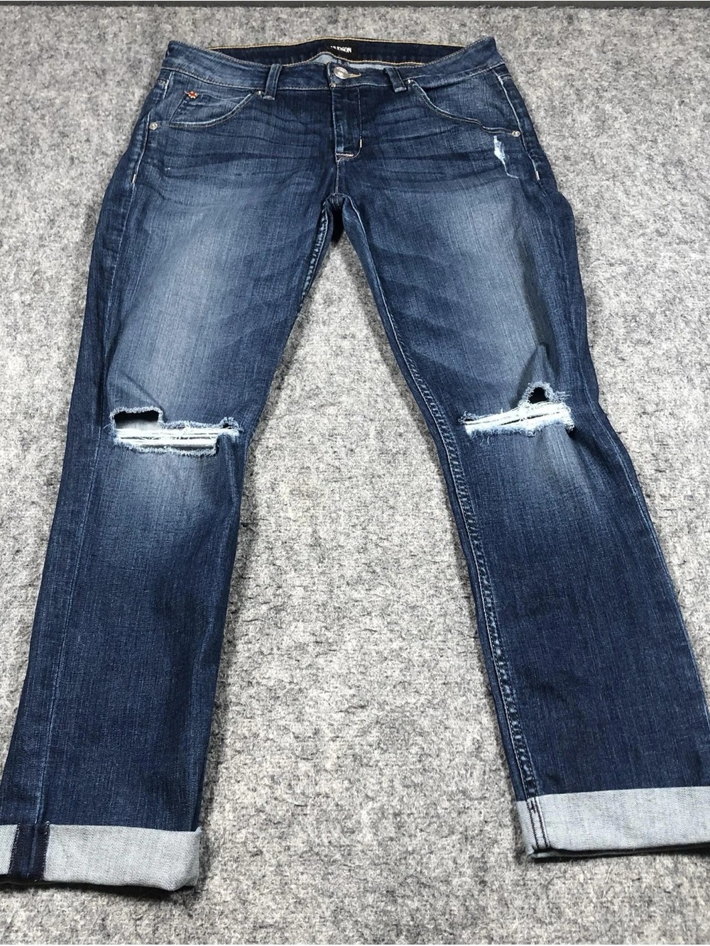 Hudson Jeans Skinny Distressed Medium Blue Denim with Knee Rips